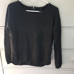 H&M Charcoal grey gray zipper back sweater